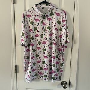 Christmas Flamingo Print Men's Shirt